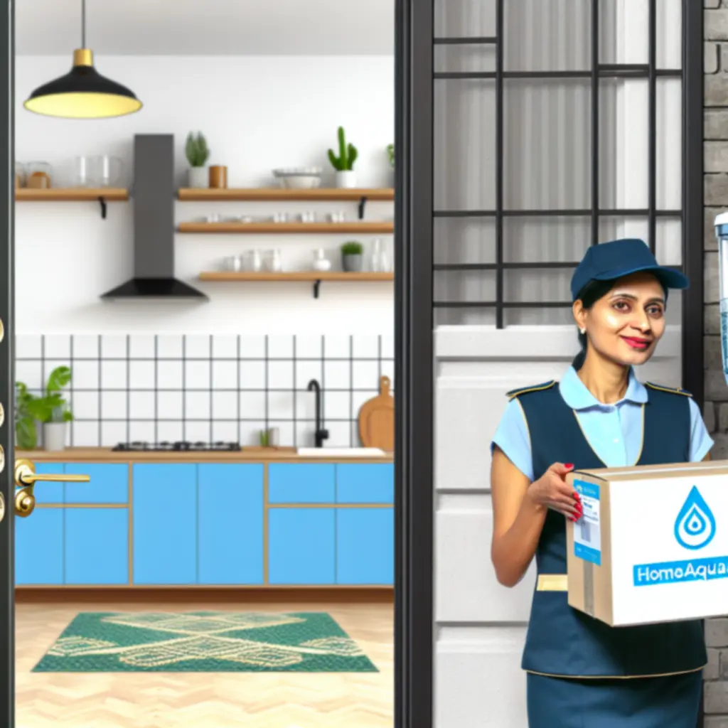 Paczka z systemem filtracji wody dostarczona do kuchni