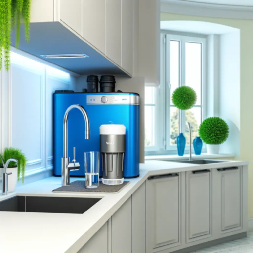 System filtracji wody zainstalowany w domowej kuchni