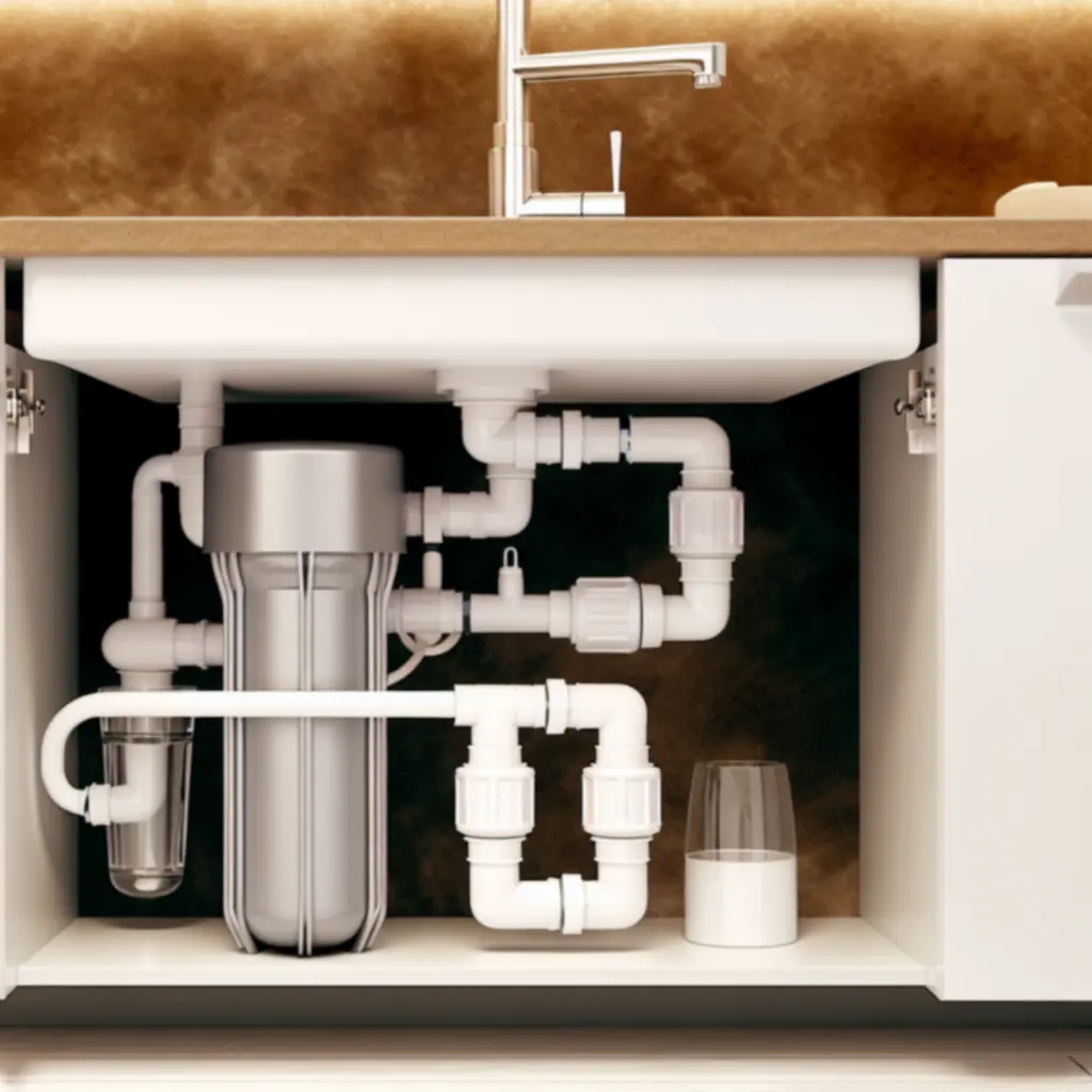 Zainstalowany filtr wody HomeAquya w kuchennej szafce